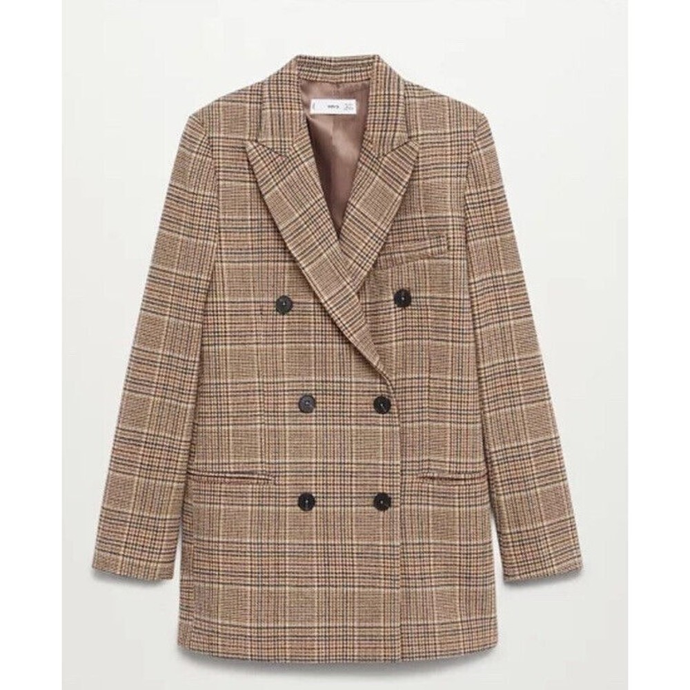 MANGO MNG Women’s Size Small Wrap Check Suit Blazer NWT OPEN 2 OFFERS - Picture 9 of 14